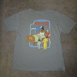 Gray Graphic T-Shirt with Cartoon Design